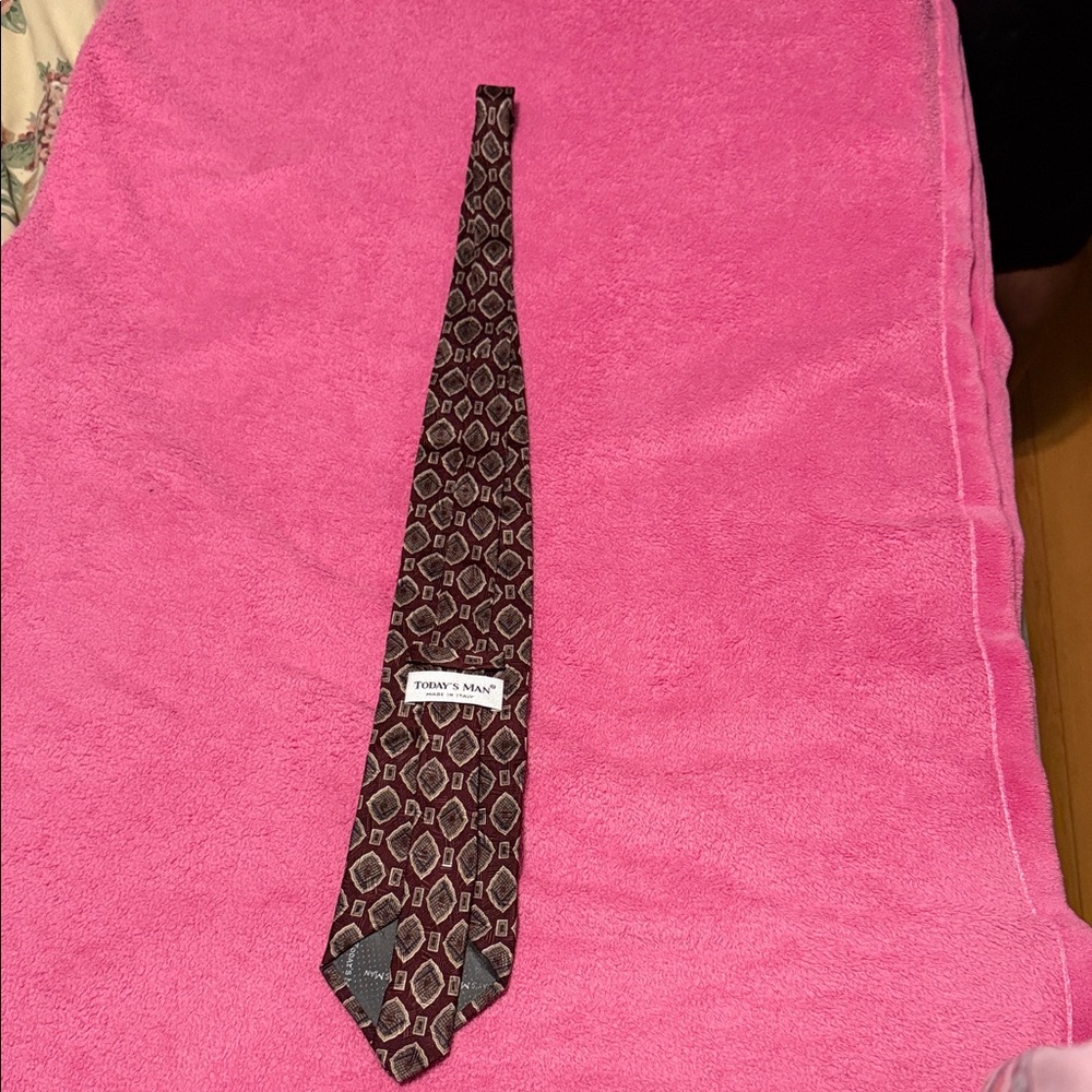 Tommy Hilfiger Men's Geometric Brown Tie